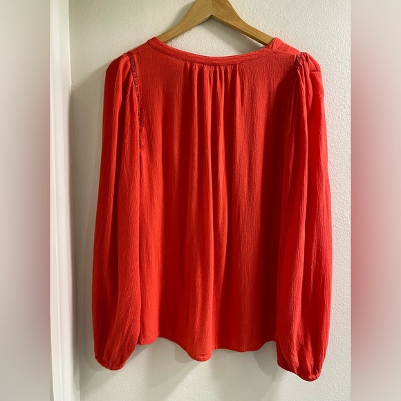 GAP Vibrant Red Peasant Blouse Top Size Medium - Picture 3 of 7